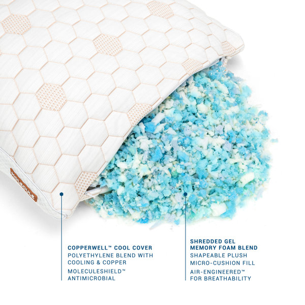 MOLECULE CopperWELL Cooling Gel Memory Foam Adjustable Pillow & Reviews